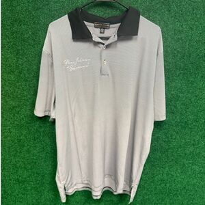 Y2K Peter Millar Black Striped Polo Shirt Golf Preppy Size XL Super Soft Unisex